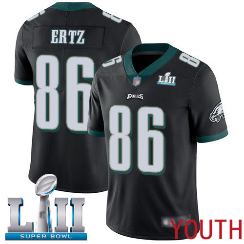 Youth Philadelphia Eagles #86 Zach Ertz Black Alternate Vapor Untouchable NFL Jersey Limited Player Super Bowl LII Football->youth nfl jersey->Youth Jersey